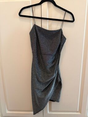 Windsor Metallic Gray Slip Mini Dress
